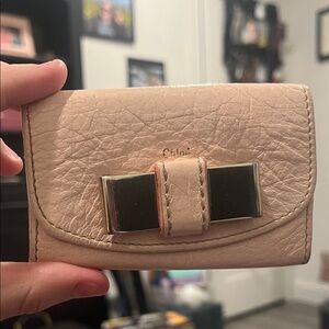 Chloe Blush Pink Leather trifold Key Holder w/ small bow